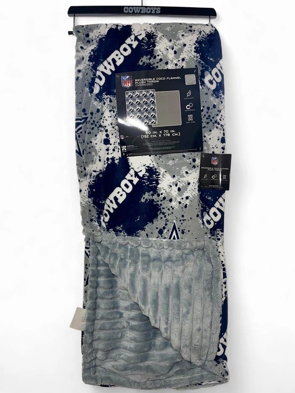 Cowboys Blue & Gray Throw Blanket NWT